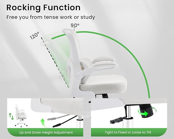 AreShark Office Chair Ergonomic Desk Chairs with Adjustable Lumbar Support, High Back Breathable Mesh Chair with Wheels& Flip-up Armrests,Rolling Swivel Comfy Task Computer Chair for Home Work Gaming