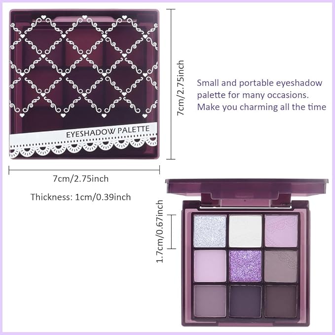 SUAKE Purple Eyeshadow Palette for Eye Makeup,High Pigmented Silver White Tan Grape Brown Color Light Violet Eye Shadow Primers, Matte Shimmer Powder Palet de sombras de ojos