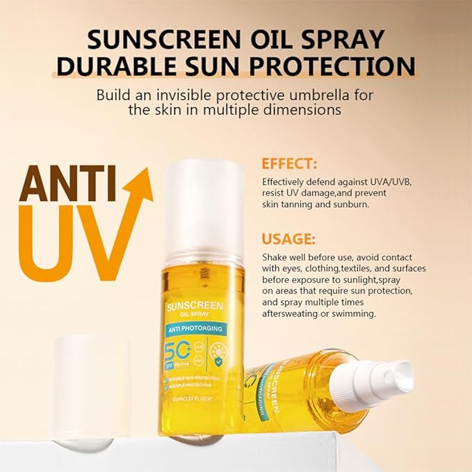 Body Sunscreen Oil Spray SPF 50 - Lightweight, Hydrating, and Glow-Boosting Mist for All Skin Type, 100ml