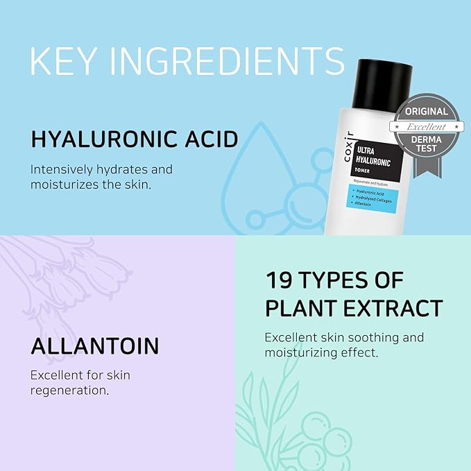 coxir Ultra HYALURONIC Acid Toner | HYDRATION-14-Complex| Hydrating, Smoothing, Calming, Moisturizing, Paraben Free, Cruelty Free, Korean Skin Care [150ml/5.07 fl.oz.]