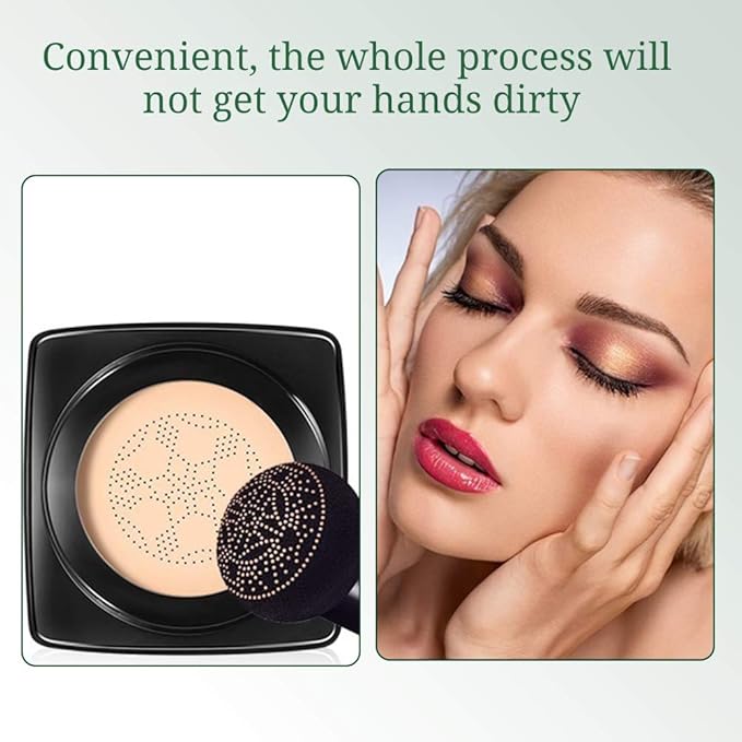 Mroobest BB Air Cushion, Avocado BB Cream, CC Cream, All-Day Lasting Nude Makeup Foundation, with Mushroom Air Cushion, Even Skin Tone Makeup Base, Easy to Apply, Thin, Moist