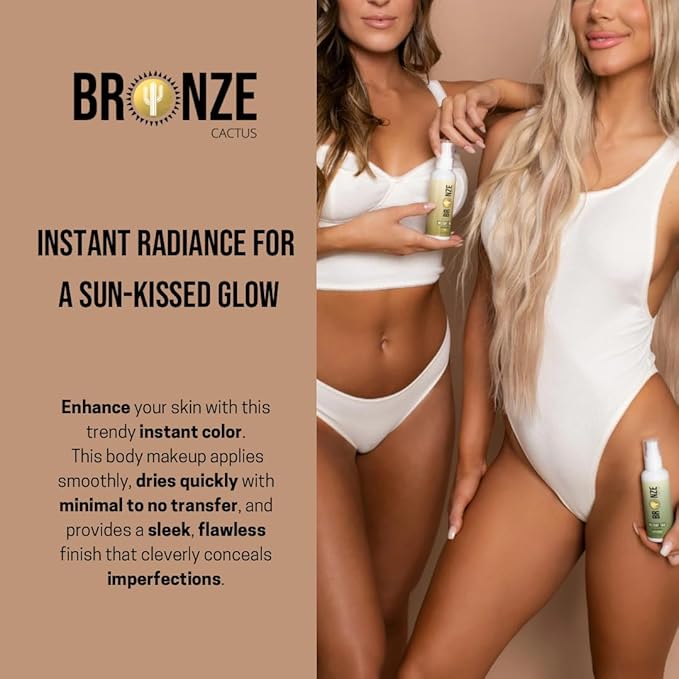 Water Resistant Instant Tanner Light/Medium – Instant Body Makeup & Self Tan for Face & Body | Lightweight, Water-Resistant, Natural Bronze Glow | Suitable for All Skin Types | 3.8 fl oz