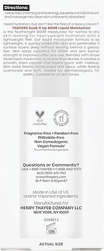 THAYERS Soak It Up Moisturizer, 2.5 Oz