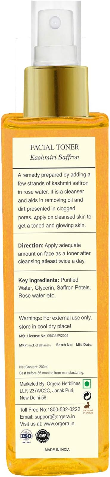 Orgera Herbal Facial Toner Kasmiri Saffron (200ml)