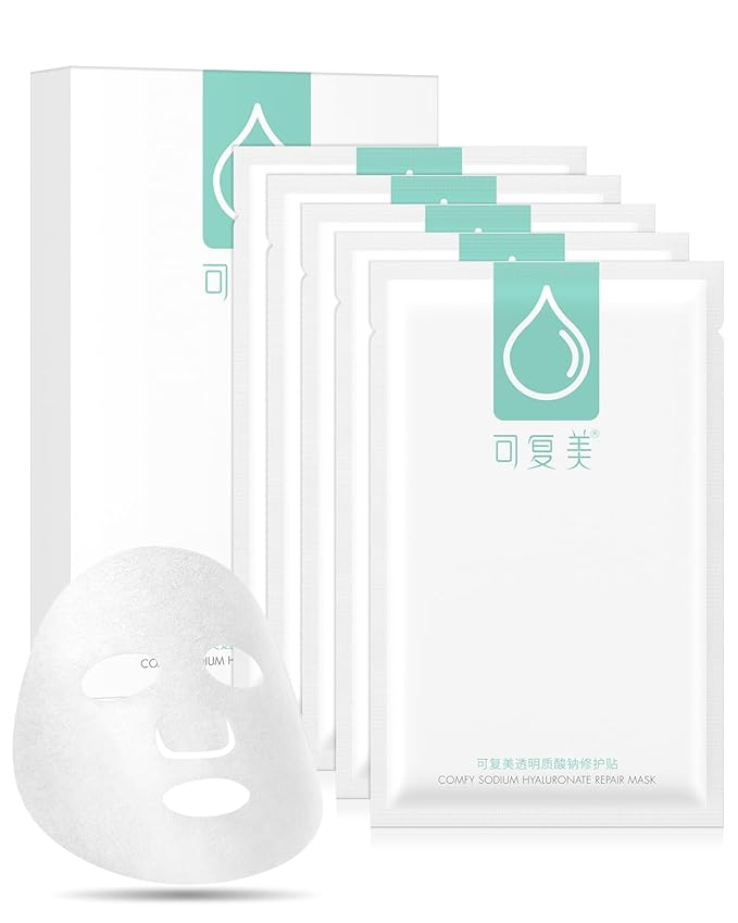 KOMFYMED Hyaluronic Acid Hydrating Sheet Mask – Intensive Moisture & Soothing Facial Mask for Sensitive Skin, Helps Relieve Dryness & Redness with Multi-Weight Hyaluronic Acid & Ectoin (4.4 Oz. /125g)