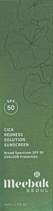 Meebak Cica Redness Color Correcting SPF 50 - Green to Beige CC Cream with Niacinamide and Centella - Neutralizes Redness for Fair-to-Medium Skin Tones - Korean Skincare