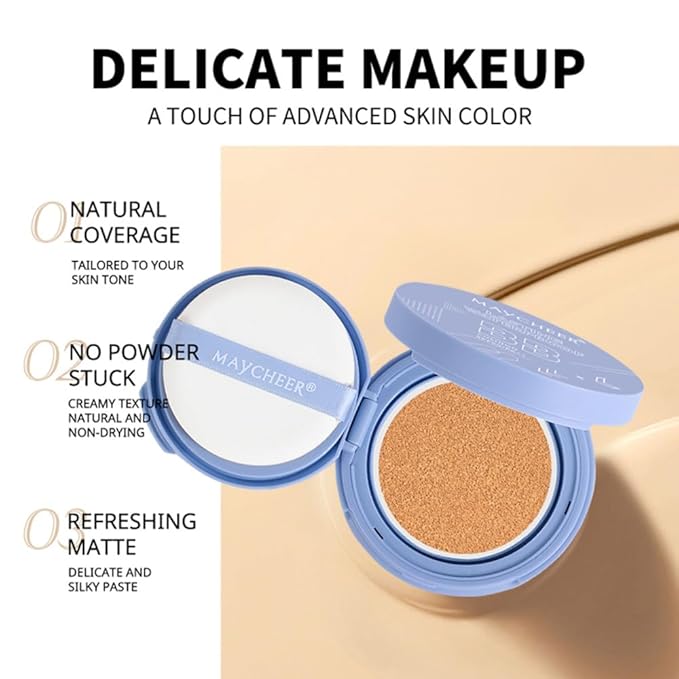 LAMUSELAND Air Cushion BB Cream Foundation with SPF 50, 3 Shades Tinted Moisturizing Waterproof Long-lasting Nude Natural Concealer, Oil Control BB Cream Makeup (Beige, 1)