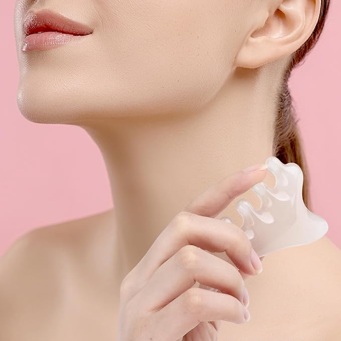 2 Pcs 4-in-1 Head Massage Comb, Gua Sha Facial Tools, Multi-Functional Manual Massage Tool for the Face, Eyes, Head and Neck, Relieve Fatigue and Relax the Body(Gray)