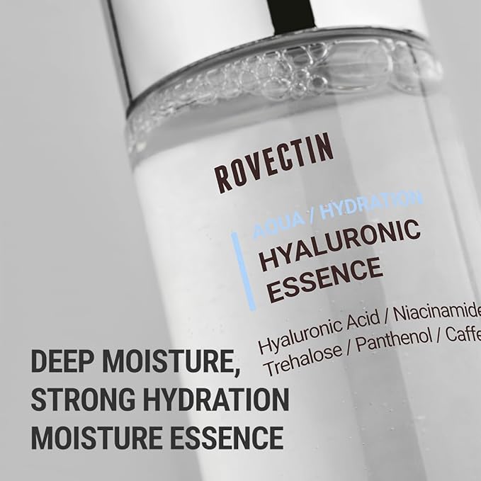 ROVECTIN Aqua Hyaluronic Essence for Sensitive Skin | 100% Vegan-Cruelty Free Korean Skincare | Anti-Aging, Deep Hydration Toner with Niacinamide & 7 Layers of Hyaluronic Acid | 6.08 fl oz (180ml)