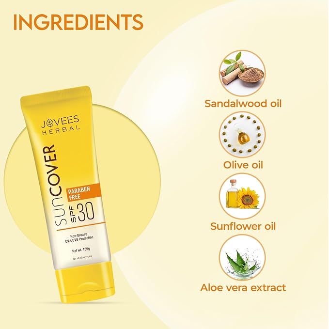 Jovees Sandalwood Suncover Natural Protection Spf 30, 100g
