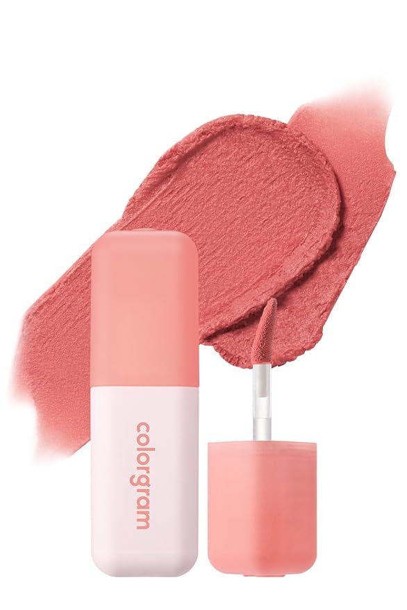 COLORGRAM NUDE BLUR TINT 16 ROMANTIC CORAL | K-Beauty Makeup, Soft-Focus Matte Lip Stain, 2-in-1 Lip & Cheek | Lightweight Blurring Tint for a Smooth & Airbrushed Finish, Non-Sticky Formula