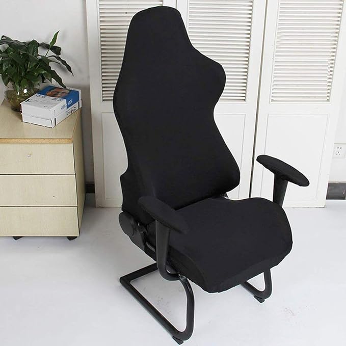 BTSKY Ergonomic Office Computer Game Chair Slipcovers Stretchy Polyester Covers for Reclining Racing Gaming Gaming Chair Black (No Chair)