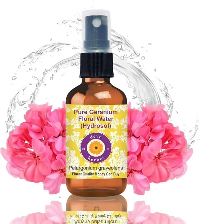 Deve Herbes Pure Geranium Floral Water (Hydrosol) (Pelargonium Graveolens) 100ml (3.38 oz)