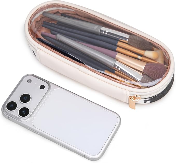 Montana West X Wrangler Travel Makeup Bag 2pcs Set Large Cosmetic Bag with Makeup Brush Holder Portable Make Up Organizer Cute Toiletry Bag with Divider and Handle for Women