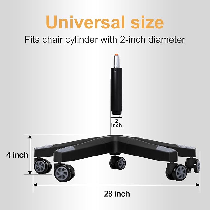 Frassie 28 Inch Heavy Duty Nylon Gaming Office Chair Base Replacement Part with 5 Casters