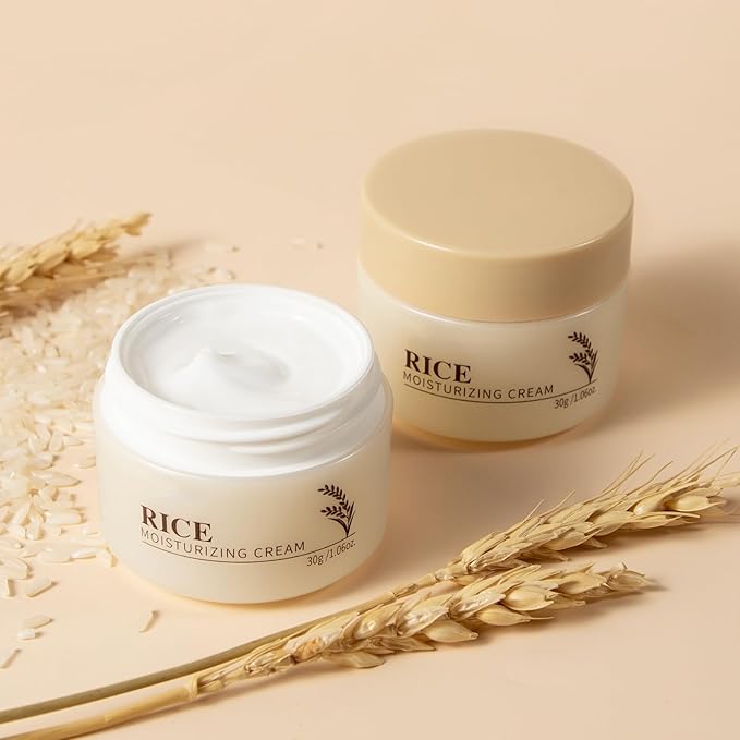 Rice Ceramide Moisturizing Cream, Face Moisturizer with Rice Bran Extract and Ceramides, Glass Skin Barrier Repair Ceramide Moisturizer Deep Nourishment, Smooths and Evens Skin Tone Korean Skin Care
