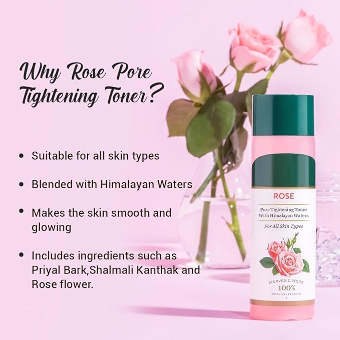MM Rose Pore Tightening Toner with Himalayan Waters for All Skin Type 120Ml, Pack of 1, White