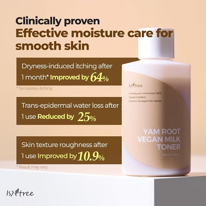 ISNTREE Yam Root Vegan Milk face Toner 200ml, 6.76 fl.oz | Deep Moisture with Plant-Based Milk Complex | Gentle Hydration for Dry & Sensitive Skin | Vegan Korean Skincare