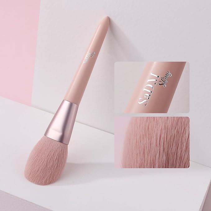 Makeup Brush Set (11 Pieces) - Includes Foundation, Powder, Concealers, Highlighter, Contour, Eye Shadows & Blush Makeup Brushes - Face & Eye Make Up Brushes with Soft Bristles - Leather Bag Included
