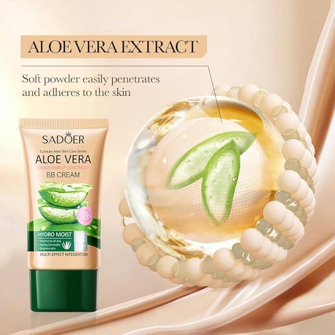SADOER - Aloe Long-Lasting Concealing - BB Cream - Brightening Hydrating Waterproof - Natural - 40g