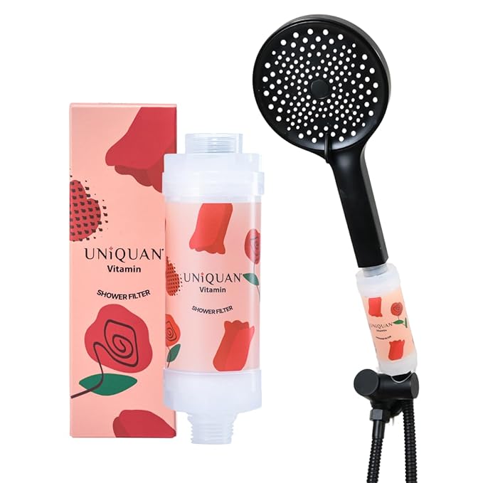 Vitamin C Shower Filter with Aromatherapy, Soften Hard Water, Chlorine & Flouride Removal, Skin & Hair Care, Easy Installation,Universal Fit, Eco-Friendly, Made in Korea (Fire Rose)