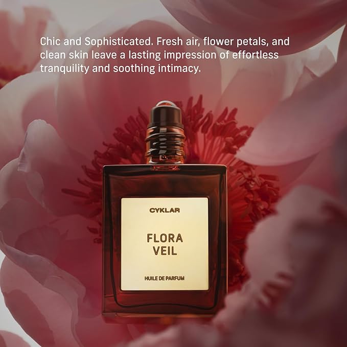 CYKLAR Perfume Oil for Skin – Flora Veil Scent – Fresh, Clean & Floral Perfume Fragrance with Raspberry, Peony & White Amber Notes – Travel-Friendly 30ml