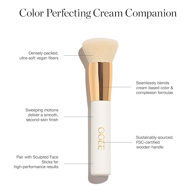 Ogee Makeup Brush Bundle - Includes Professional Quality Blender, Base, Powder, Precision Brush, and Makeup Cleanser