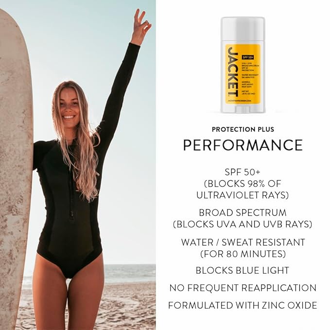 SPF 50+ Mineral Sunscreen Stick for Face & Body, Broad Spectrum UVA/UVB Protection, Water-Resistant Non-Comedogenic Sunblock, Vegan Zinc Oxide Formula with Moisturizing Oils, Travel-Friendly Solid SPF