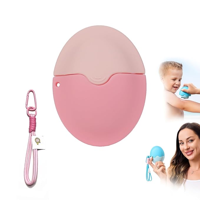 Sunscreen Applicator - Portable - BPA-Free Refillable Roll on Sponge Sunscreen, Suncream & Lotion Applicator For Kids, Adults & Families - Perfect Size for Travel (Pink)