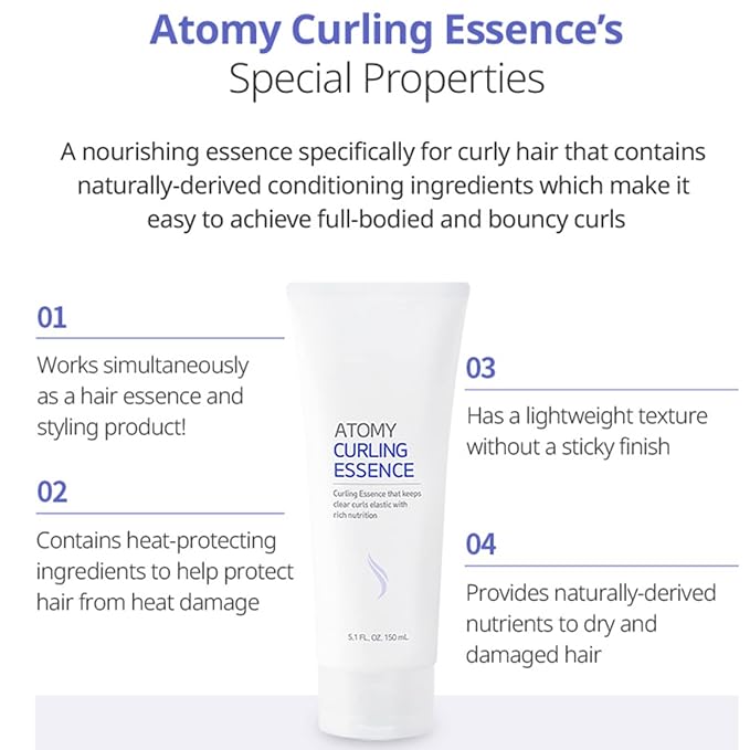 Atomy Hair Curling Essence - Korean Curl Enhancing Serum for Damaged Curly Hair