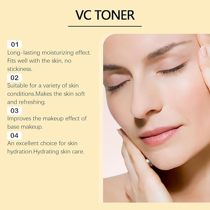 VC moisturizing Toner, Deeply Hydrating and brightening The Complexion, a Must Before Makeup, Easy to Absorb and Lock Water, Skin Care and moisturizing