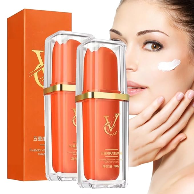 Japanese Vitamin C Makeup Tone Up Cream, 5 in 1 VC Moisturizing Brightening Concealer, Face Moisturizer Cream for All Skin Type, Long-Lasting Hydrating, Quick Makeup, Radiant Skin (2)