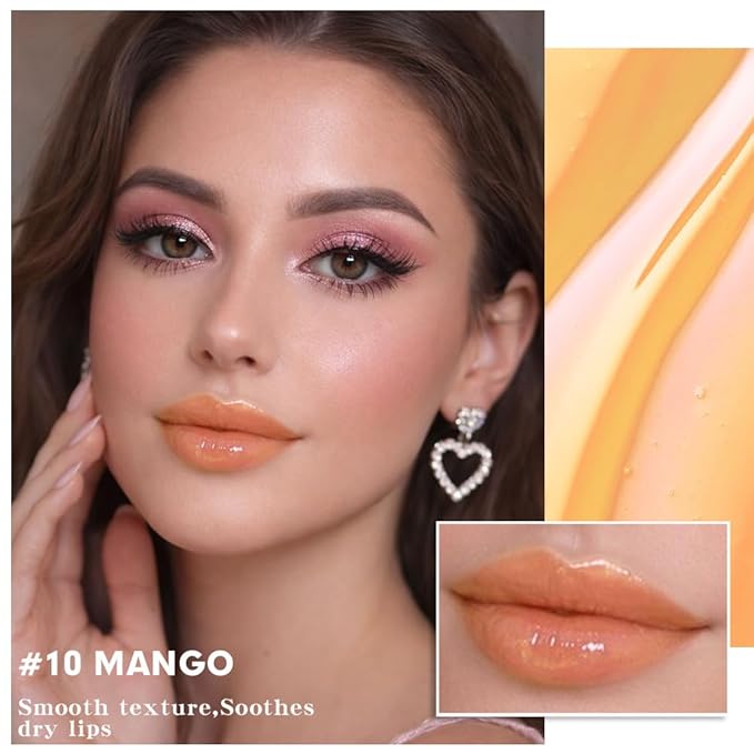 evpct Nourishing Moisturizing Tinted Lip Balm for A Sheer Tint of Color, Softens Smooths Hydrates Moisturizes Lightweight, Lip Care Gloss Plumper Stain for Women Dry & Chapped Lips, 10# MANGO