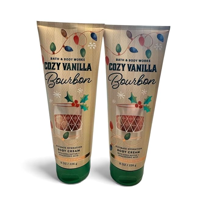 Bath and Body Works Cozy Vanilla Bourbon Body Cream, 8 oz, Pack of 2