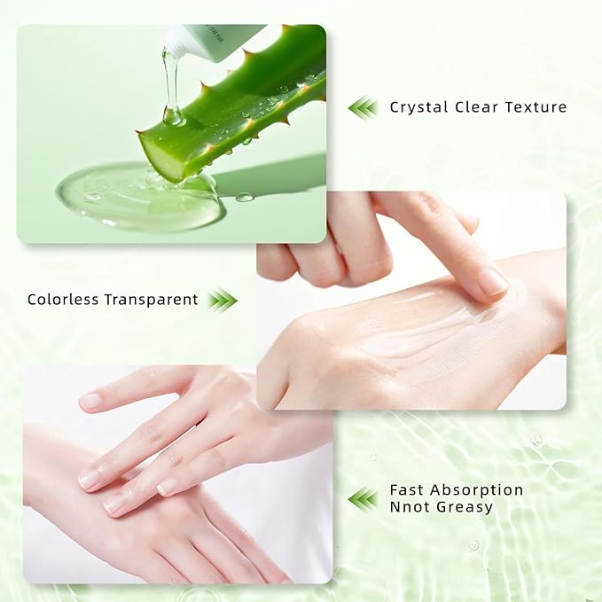 Aero Zen 98% Organic Aloe Vera Gel-2 Pck, Natural Moisturizing Pure Aloe for Face and Arms, Soothing & Hydrating Aloe Gel for Sunburn Relief and Deep Skin Nourishment,