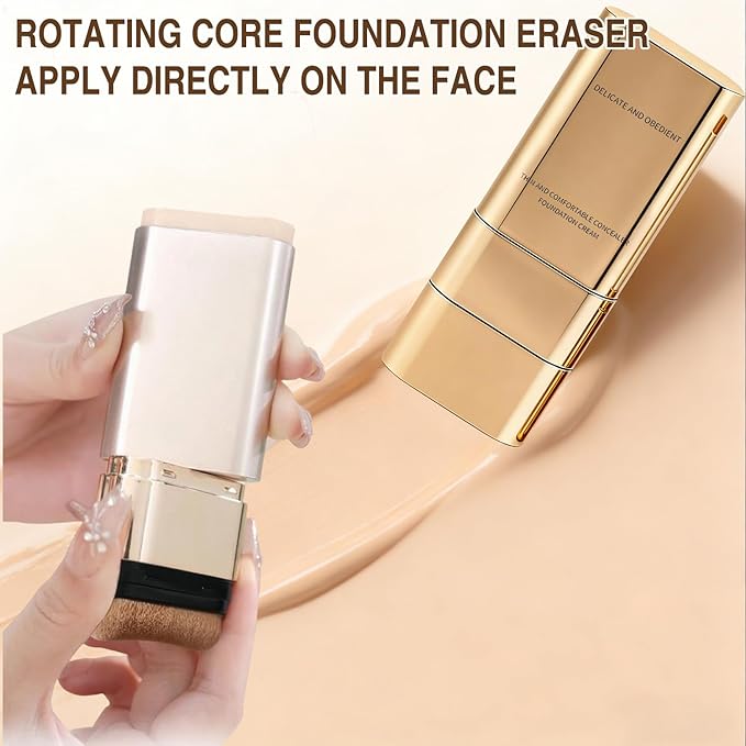 2PCS Luminous Dual-Ended Concealer Foundation Stick, Foundation Stick Korean 3 in 1, Multi-use Double Head Foundations Make up Sticks, Sweat-Proof for All Skin Types (#05 Deep Wheat)