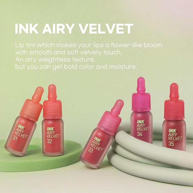 Peripera Ink Airy Velvet Lip Tint | High-Pigmentation, Lightweight, Soft, Moisturizing (035 CHERRY ROSE)