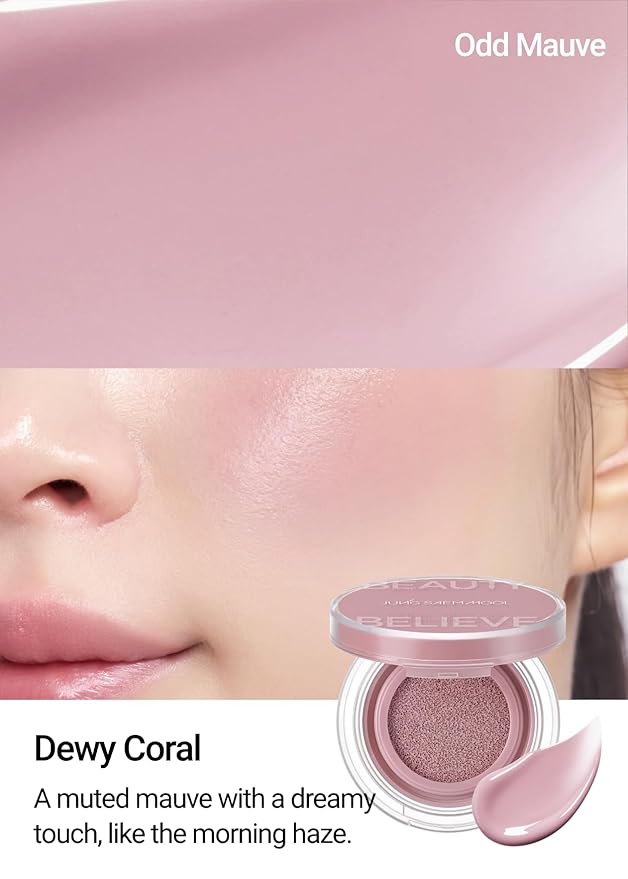 JUNG SAEM MOOL Artist Cushion Blush | Easy to Blend with Puff, Buildable Liquid Blush for Cheeks with a Dewy & Natural Finish, Korean Makeup (Odd Mauve)