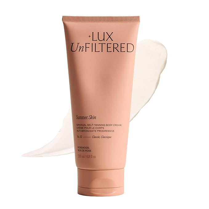 + Lux Unfiltered N°32 Summer Skin Classic Gradual Self Tanner, Hydrating Self Tanning Lotion with Shea Butter & Squalane - Non-Sticky, No Transfer, Natural-Looking - Vegan Sunless Tanner - Rosewood
