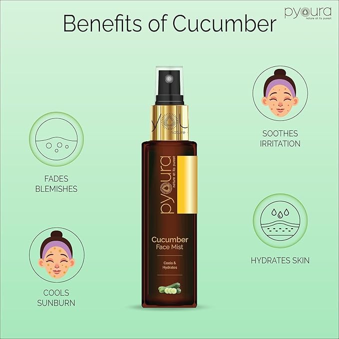 Viva Refreshing Hydrating Cucumber Face Toner Mist 50 ml, Cooling Hydrating Toner for Sunburn, Natural and Alcohol-Free Face Toner, Pore Tightening, Toner for Oily Dry Combination Skin