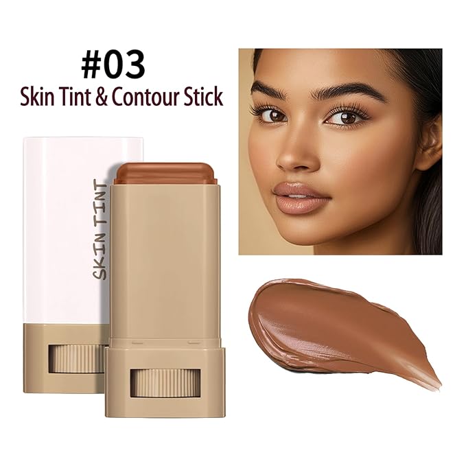Tinted Moisturizer Stick - Foundation & Serum Hybrid for a Natural, Healthy-Looking Glow, Hydrating Skin Tint Balm with Buildable Coverage, Ideal for Mature & Dry Skin Types (# 03, 0.63 oz)