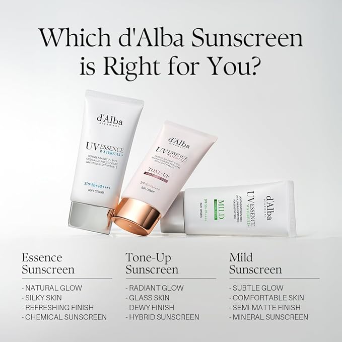 d'Alba Piedmont [ORIGINAL] UV Essence Sunscreen for Face SPF 50+ Face Moisturizer Korean Ultra Violet Protection White Truffle Sun Cream Hydrate Skin and Decrease Wrinkles