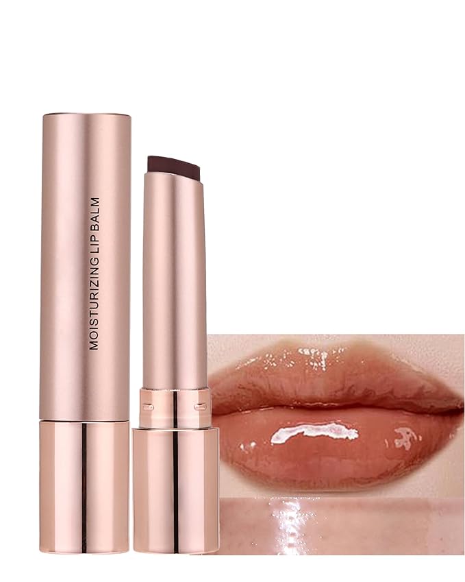 Hydrating Tinted Lip Blam, Natural Sheer Brown Nude Lipstick Moisturizing Lipgloss, Long Lasting Waterproof Lip Balm Stain Non-Stick Liptint Oil Stain Glossy Lipcolor Finish for Dry Cracked Lips-05
