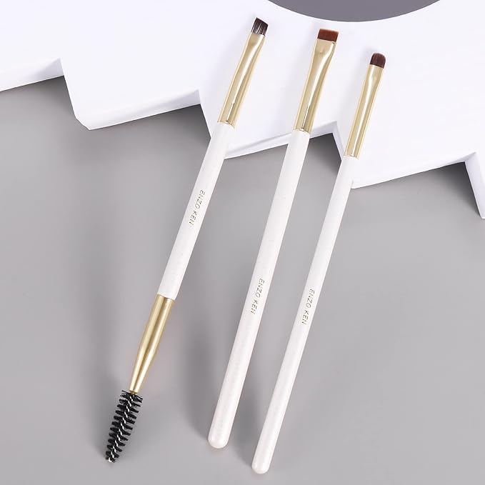 Flat Angled Eyebrow Brush & Fine Angled Eyeliner Brush & Eyelash Brush Set, Fine Angled Brow Brush, Flat Eyebrow Brush, Eyeliner Brush, Winged Eyeliner Brush Angled. (163-3P)