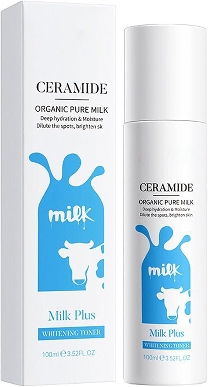 Milk Toner for Face with Ceramide, Milky Korean Face Deep Hydrating Toner with Organic Pure Milk Extract for Spot Glow Glass Skin Moisturizing Soothing Sensitive Skin 3.38 Floz