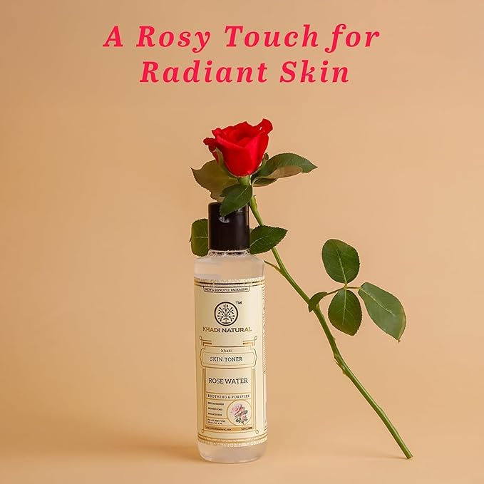 Khadi Natural Rose Water Skin Toner, Soothing & Purifies, All Skin Types, 210ml