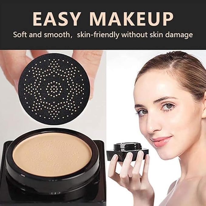 Avocado Air Cushion BB Cream,mushroom head air cushion cc cream brighten,waterproof Flawless,Even Skin Tone Makeup Base BB Cream for All Skin Makeup (Natural White, 1PCS)