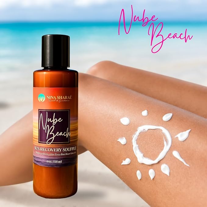 Nube Beach Sun Recovery Soufflé – After Sun Body Moisturizer with Aloe, Vitamin E & Coconut Oil – Soothing Hydration for Sun-Damaged Skin – Lightweight, Non-Greasy, 4 oz