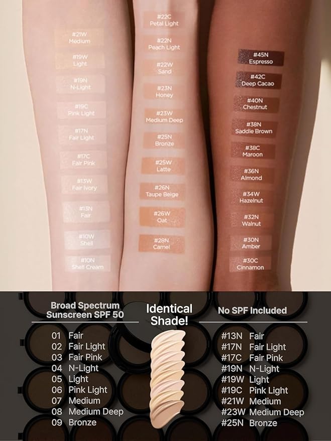 JUNG SAEM MOOL Essential Skin Nuder Cushion | Natural Finish, Buildable Coverage Cushion Foundation by Korean Makeup Artist (Refill Included, SPF 50 | Gift Set with Mool Cream & Puff), 21 Medium