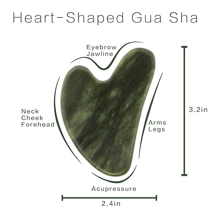 Gua Sha Facial Tools, Jade Guasha Tool for Face & Eye Gua Sha Stone for Puffiness Reducing & Jawline Sculpting Face Stone Gua Sha Tools for Skin Care Woman GuaSha Stone Tool, Dark Green